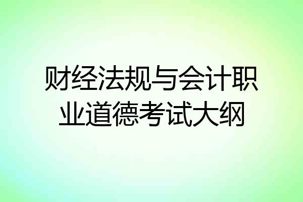 财经法规与会计职业道德考试大纲