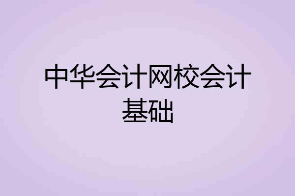中华会计网校会计基础