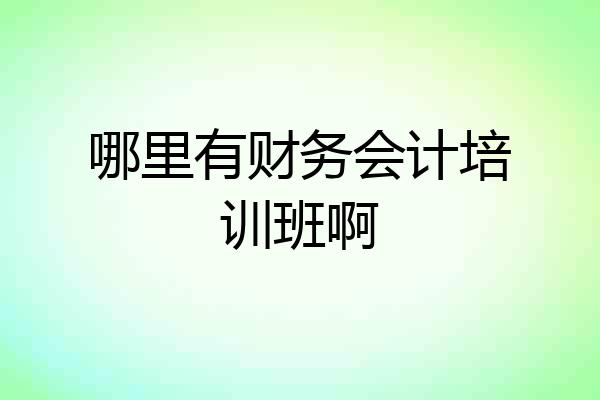 哪里有财务会计培训班啊