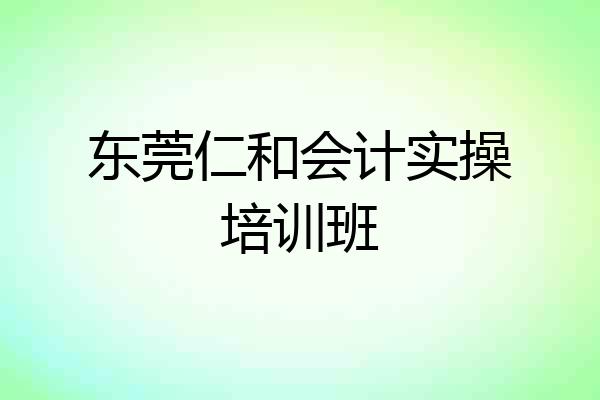 东莞仁和会计实操培训班
