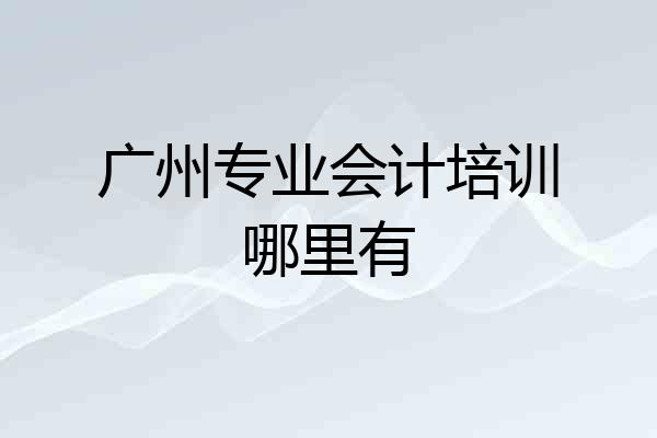 广州专业会计培训哪里有