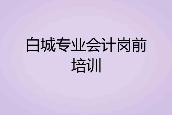 白城专业会计岗前培训