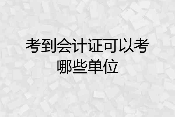 考到会计证可以考哪些单位