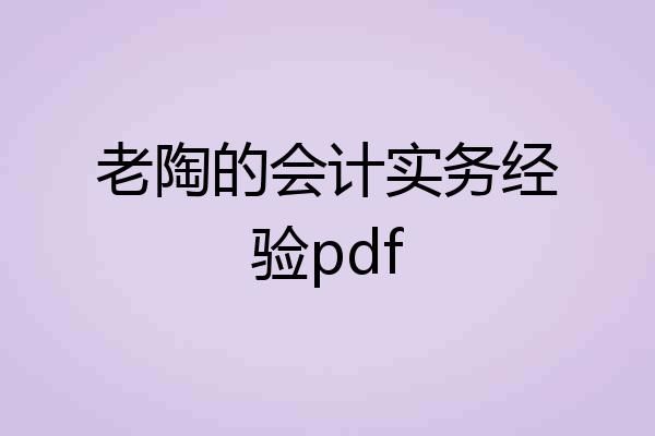 老陶的会计实务经验pdf