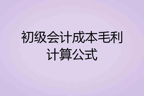 初级会计成本毛利计算公式