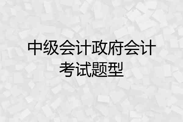 中级会计政府会计考试题型