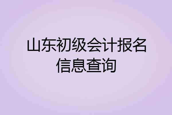 山东初级会计报名信息查询