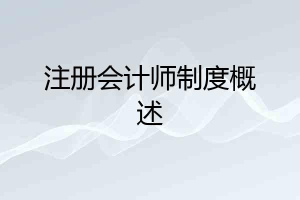 注册会计师制度概述