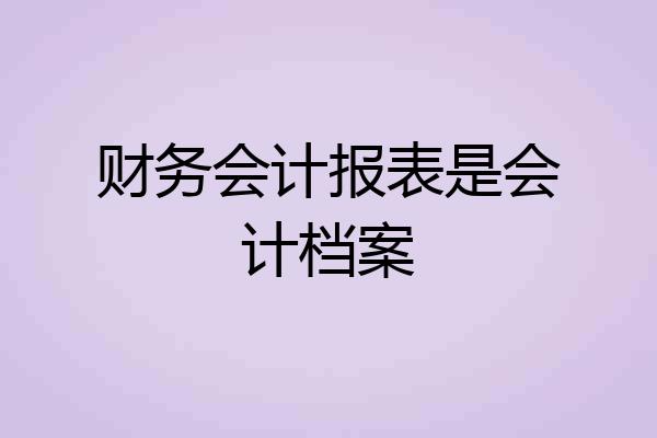 财务会计报表是会计档案