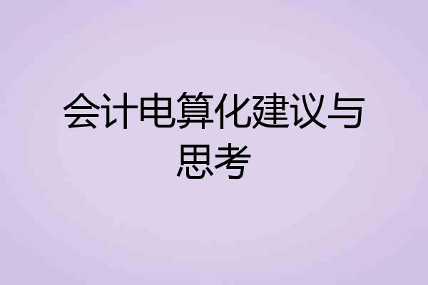 会计电算化建议与思考
