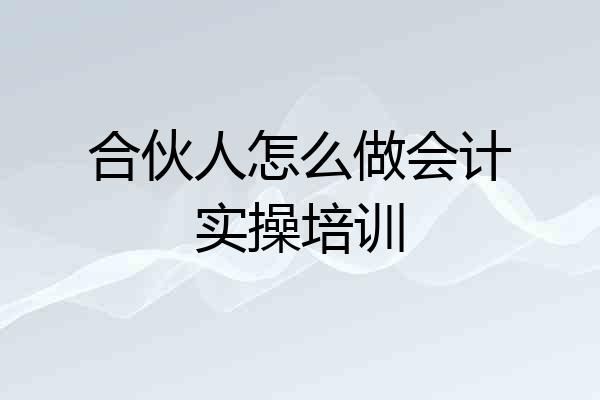 合伙人怎么做会计实操培训