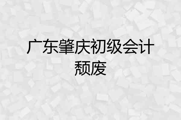广东肇庆初级会计颓废