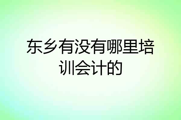 东乡有没有哪里培训会计的
