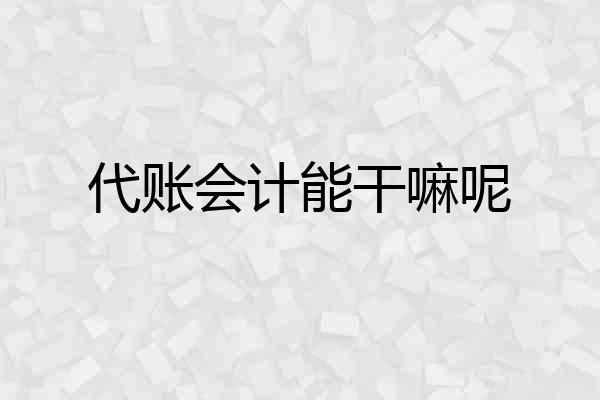 代账会计能干嘛呢