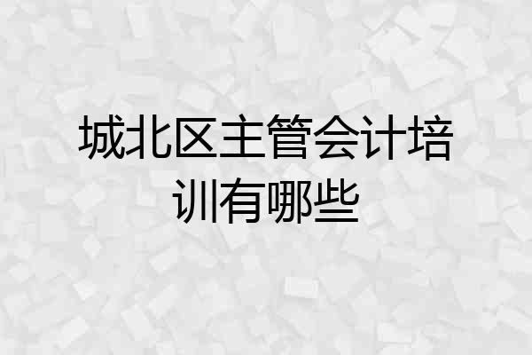城北区主管会计培训有哪些