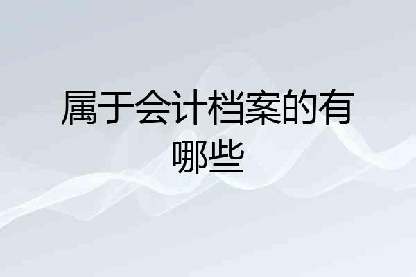 属于会计档案的有哪些