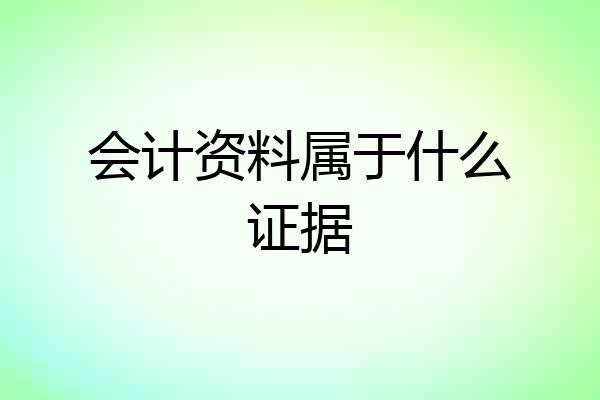 会计资料属于什么证据