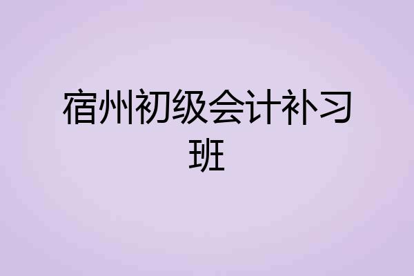 宿州初级会计补习班