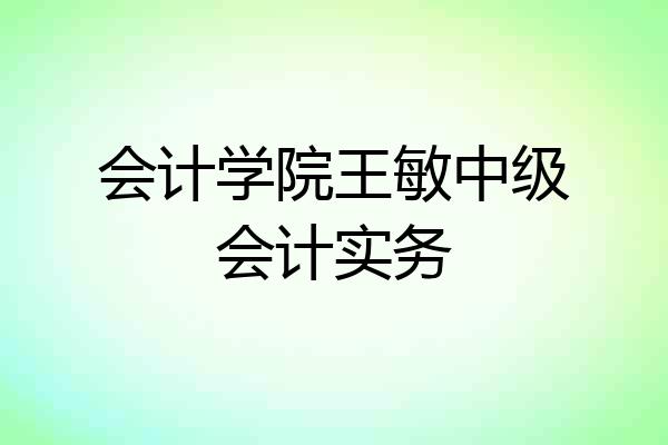 会计学院王敏中级会计实务