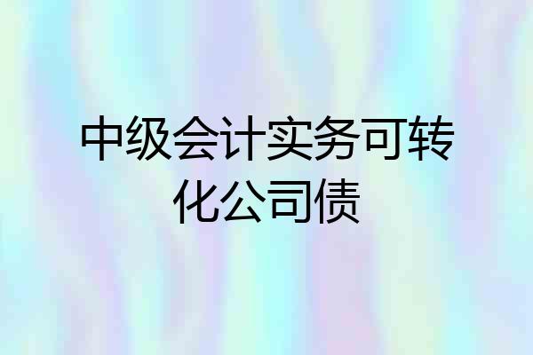 中级会计实务可转化公司债