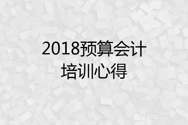 2018预算会计培训心得