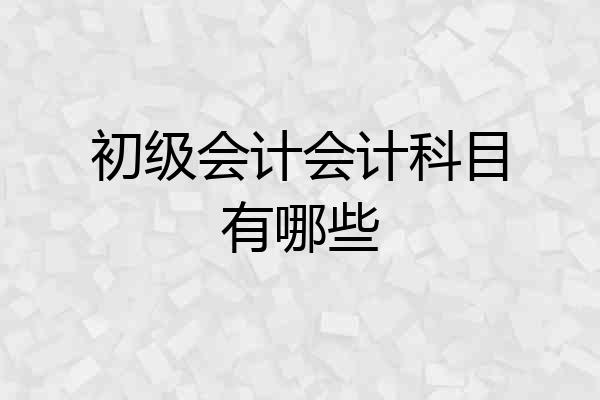 初级会计会计科目有哪些