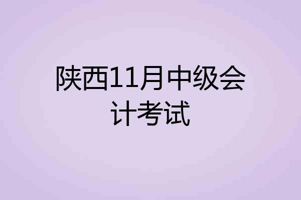 陕西11月中级会计考试