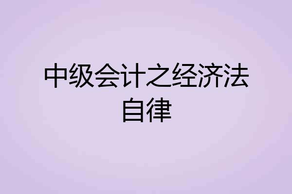 中级会计之经济法自律
