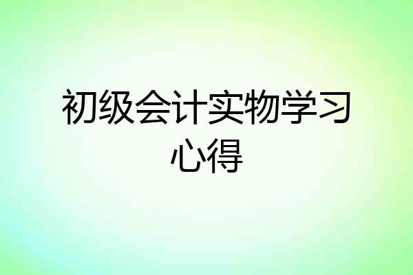 初级会计实物学习心得
