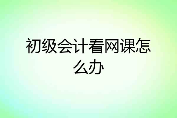 初级会计看网课怎么办