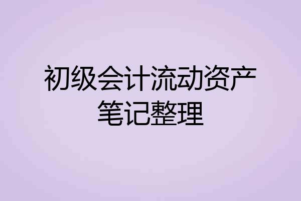 初级会计流动资产笔记整理