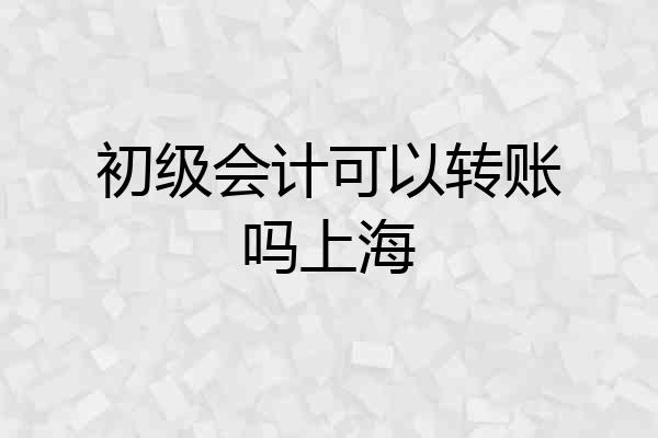 初级会计可以转账吗上海