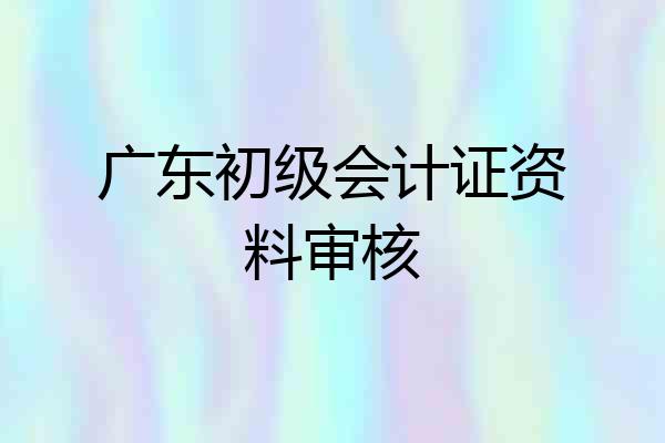 广东初级会计证资料审核