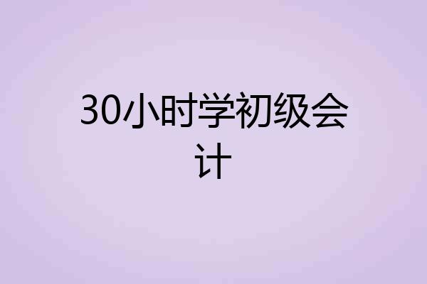 30小时学初级会计