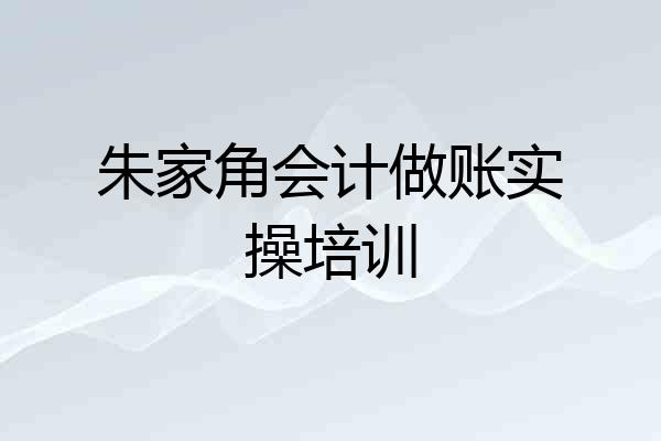 朱家角会计做账实操培训
