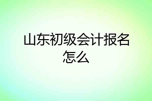 山东初级会计报名怎么