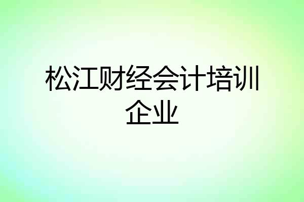 松江财经会计培训企业