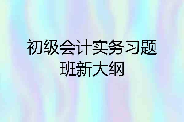 初级会计实务习题班新大纲