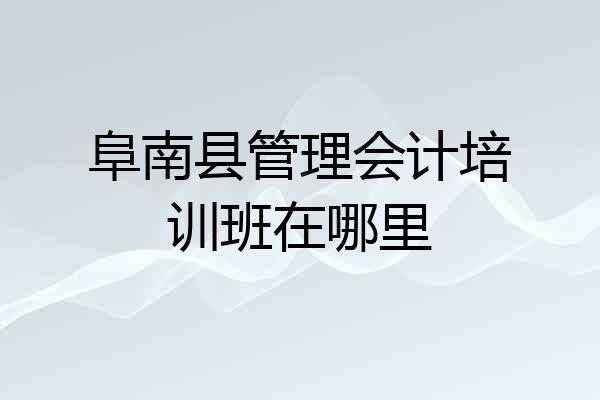 阜南县管理会计培训班在哪里