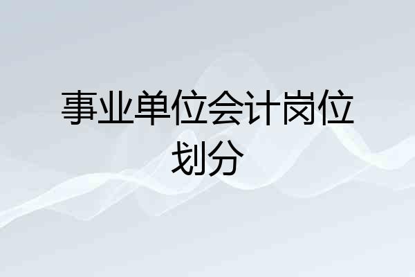 事业单位会计岗位划分