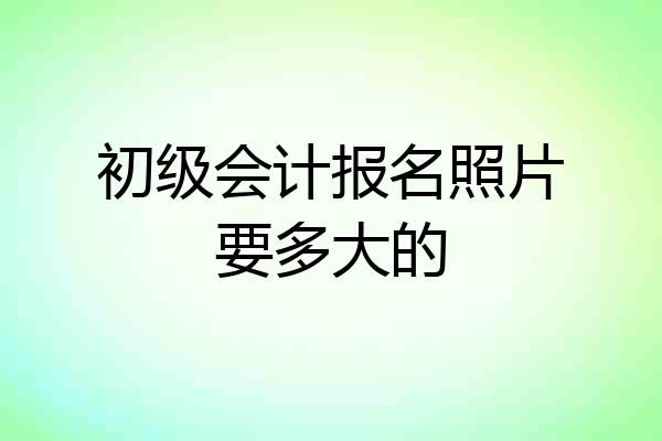 初级会计报名照片要多大的