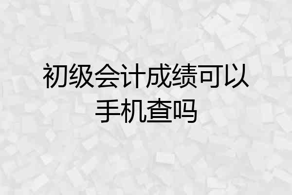 初级会计成绩可以手机查吗
