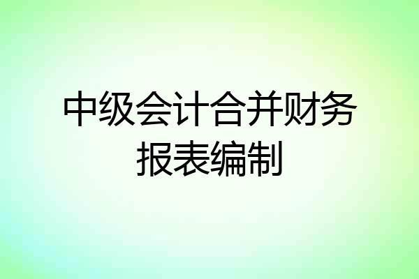 中级会计合并财务报表编制