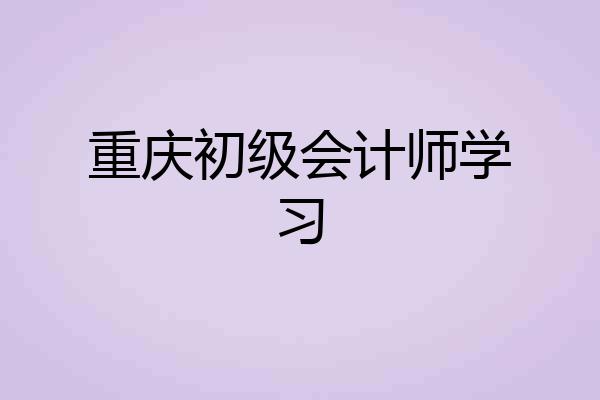 重庆初级会计师学习