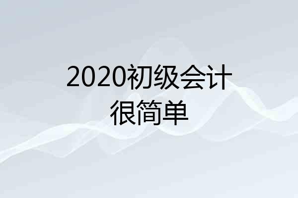 2020初级会计很简单