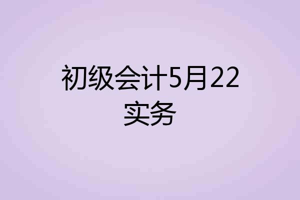 初级会计5月22实务