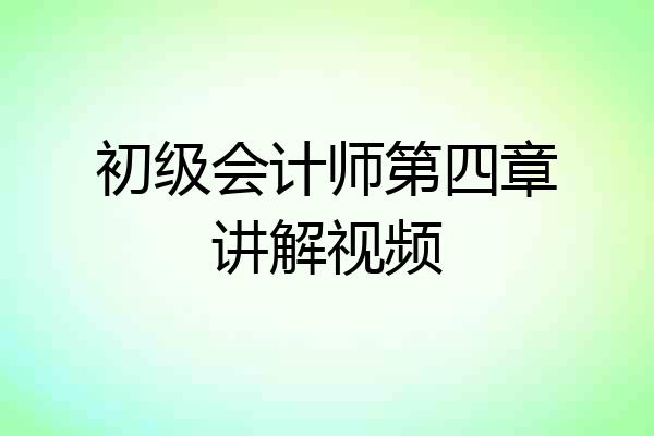 初级会计师第四章讲解视频