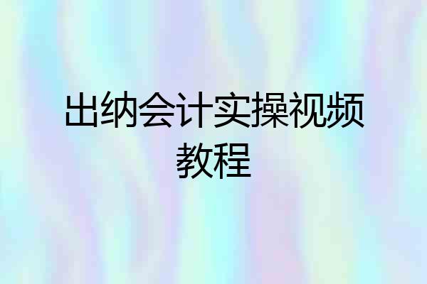 出纳会计实操视频教程