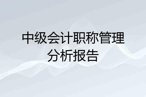 中级会计职称管理分析报告