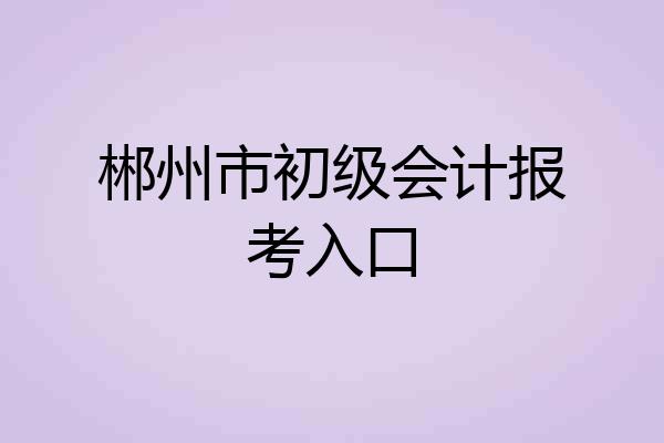 郴州市初级会计报考入口